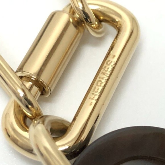 HERMES Amulet Padlock GM Accessories Necklace Brown/GoldHardware - Picture 5 of 11